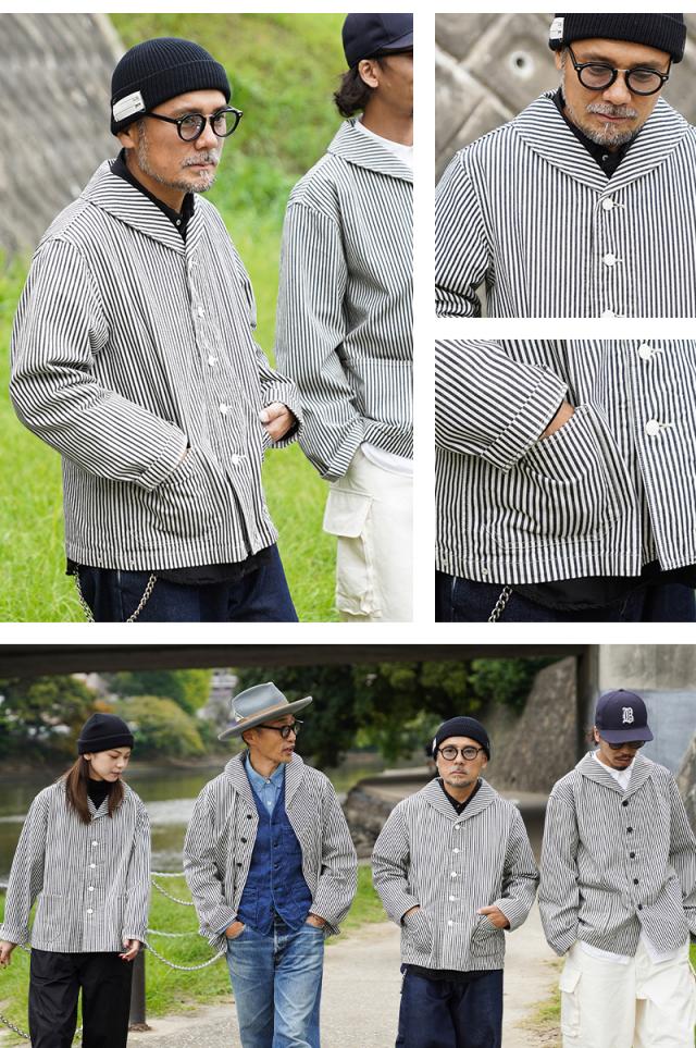 WAIPER.inc 米軍 U.S.NAVY PRISONER ヒッコリーショールカラージャケット MADE OF“KAIHARA DENIM”【WP1127】【T】【Cx】