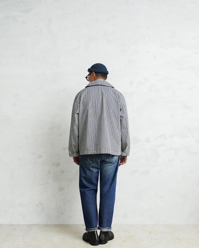 WAIPER.inc 米軍 U.S.NAVY PRISONER ヒッコリーショールカラージャケット MADE OF“KAIHARA DENIM”【WP1127】【T】【Cx】