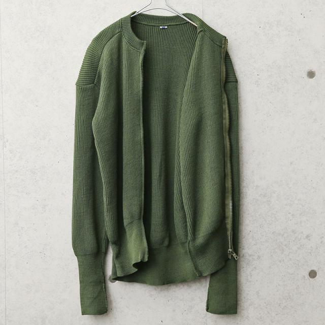 実物 USED スウェーデン軍 ジップアップ ウールセーター【Cx