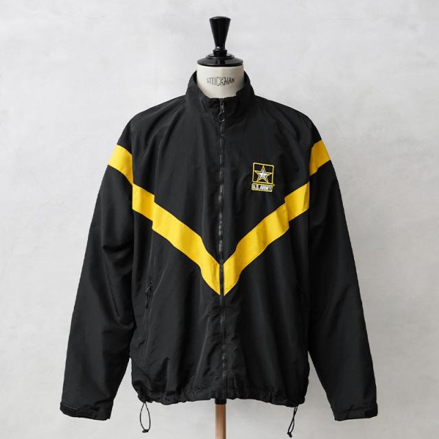 実物 USED 米軍 U.S.ARMY BLACK APFU トレーニングジャケット【Cx】【I】｜フィットネス ウィンドブレーカー ジャンパー 古着 メンズ アウター ミリタリー おしゃれ 黒 ブラック