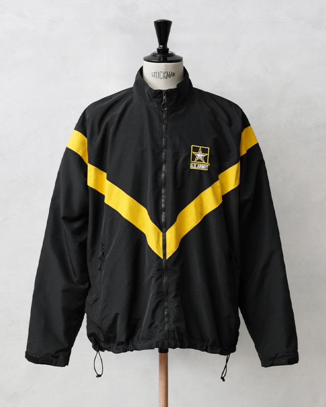 実物 USED 米軍 U.S.ARMY BLACK APFU トレーニングジャケット【Cx】【I】｜フィットネス ウィンドブレーカー ジャンパー 古着 メンズ アウター ミリタリー おしゃれ 黒 ブラック