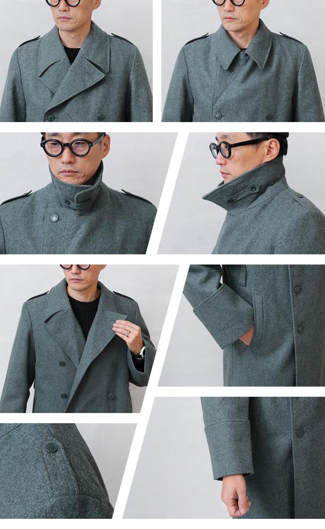 実物 USED スイス軍 後期型 ブルーグレー ウール ロングコート