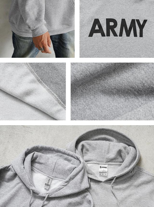 新品 米軍 U.S.ARMY トレーニング プルオーバー フーディ スウェット グレー / パーカー【Cx】【I】｜ミリタリー メンズファッション アメカジ トレーニングウェア 裏起毛 カジュアル ストリート 古着 無地 速乾 保温性