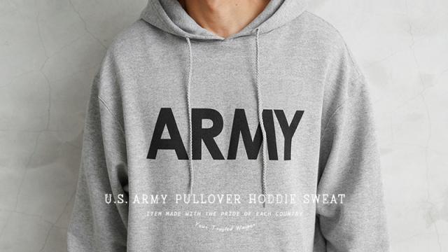 新品 米軍 U.S.ARMY トレーニング プルオーバー フーディ スウェット グレー / パーカー【Cx】【I】｜ミリタリー メンズファッション アメカジ トレーニングウェア 裏起毛 カジュアル ストリート 古着 無地 速乾 保温性