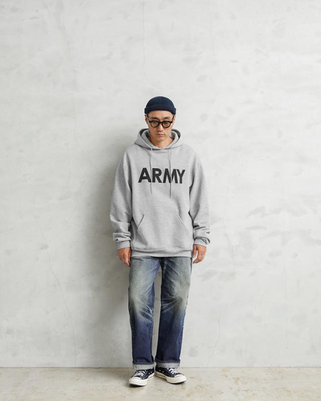 新品 米軍 U.S.ARMY トレーニング プルオーバー フーディ スウェット グレー / パーカー【Cx】【I】｜ミリタリー メンズファッション アメカジ トレーニングウェア 裏起毛 カジュアル ストリート 古着 無地 速乾 保温性