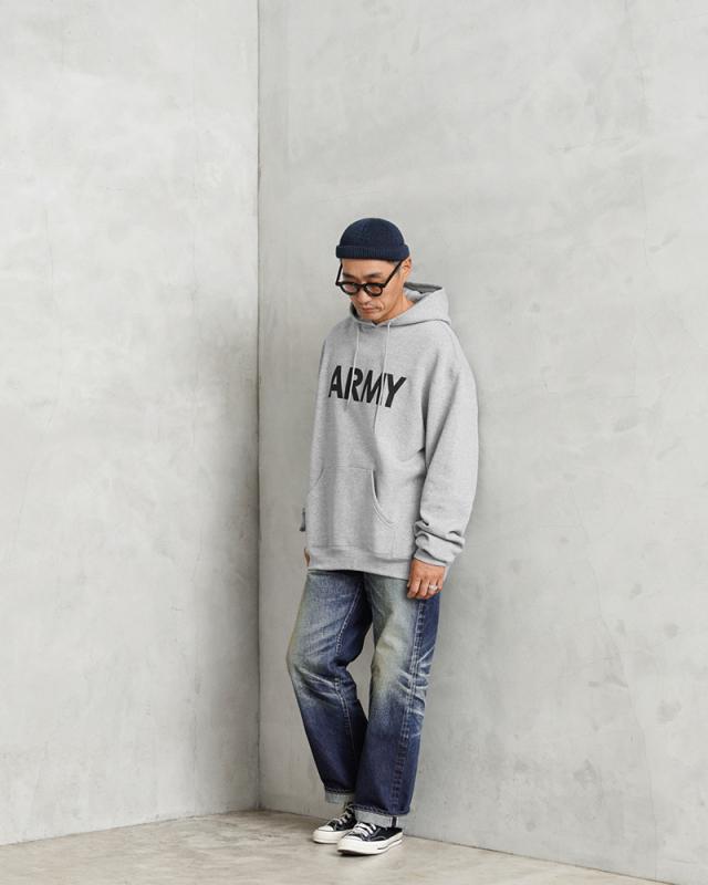 新品 米軍 U.S.ARMY トレーニング プルオーバー フーディ スウェット グレー / パーカー【Cx】【I】｜ミリタリー メンズファッション アメカジ トレーニングウェア 裏起毛 カジュアル ストリート 古着 無地 速乾 保温性