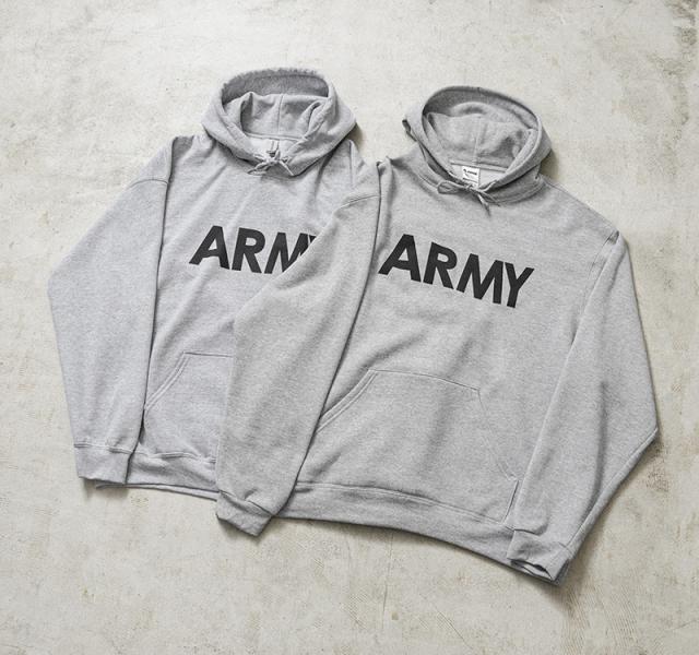 新品 米軍 U.S.ARMY トレーニング プルオーバー フーディ スウェット グレー / パーカー【Cx】【I】｜ミリタリー メンズファッション アメカジ トレーニングウェア 裏起毛 カジュアル ストリート 古着 無地 速乾 保温性