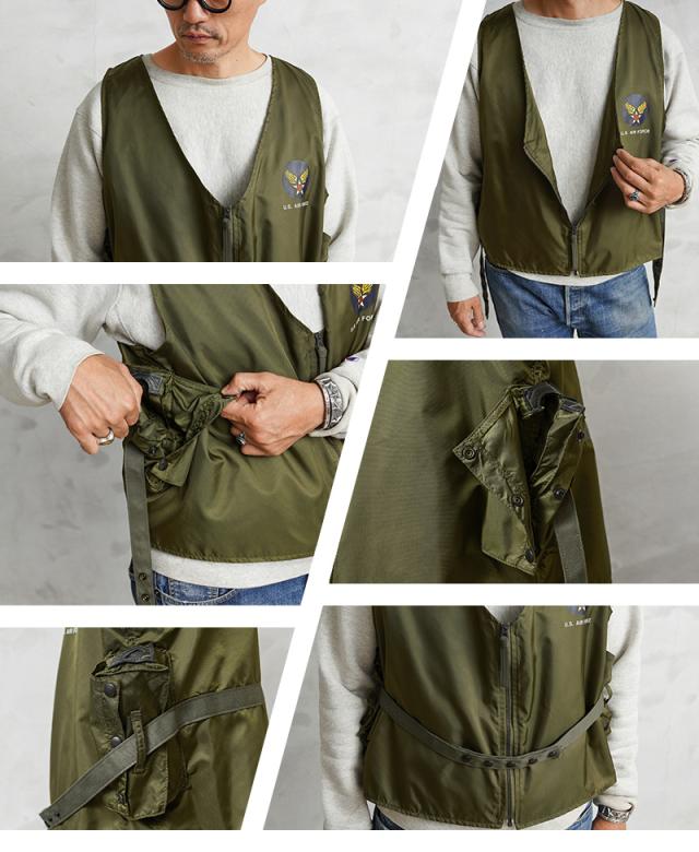 ALPHA アルファ デッドストック MADE IN USA E-1 ラジオベスト OD【Cx】【I】｜米軍 フライトベスト ミリタリー アメカジ メンズファッション ナイロン U.S.AIR FORCE サバイバルベスト