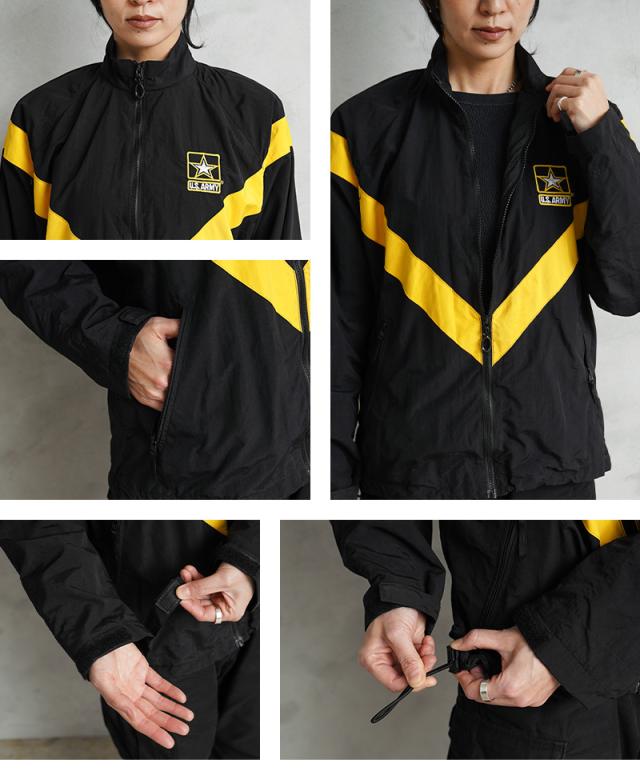 実物 USED 米軍 U.S.ARMY BLACK APFU トレーニングジャケット WOMEN’S【Cx】【I】｜レディース メンズ アウター ウィンドブレーカー ナイロン 小さいサイズ ミリタリー ストリート 古着 おしゃれ