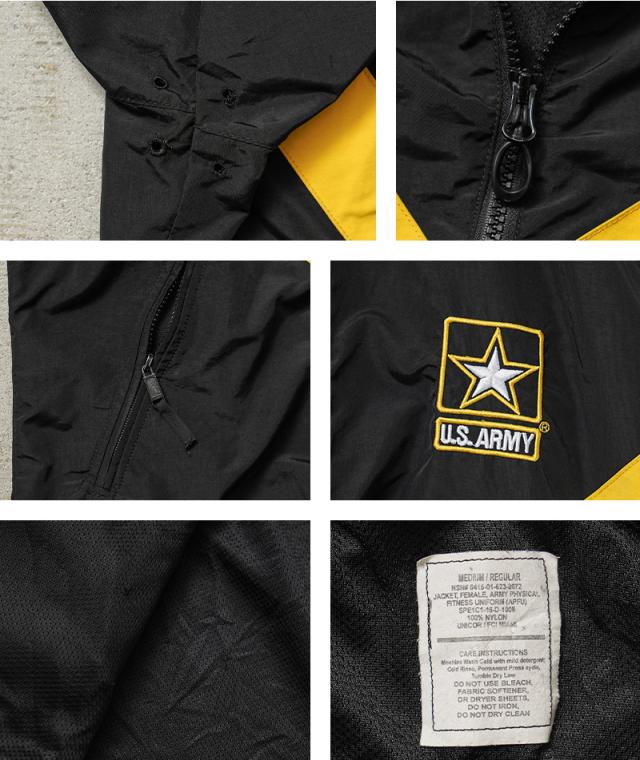 実物 USED 米軍 U.S.ARMY BLACK APFU トレーニングジャケット WOMEN’S【Cx】【I】｜レディース メンズ アウター ウィンドブレーカー ナイロン 小さいサイズ ミリタリー ストリート 古着 おしゃれ