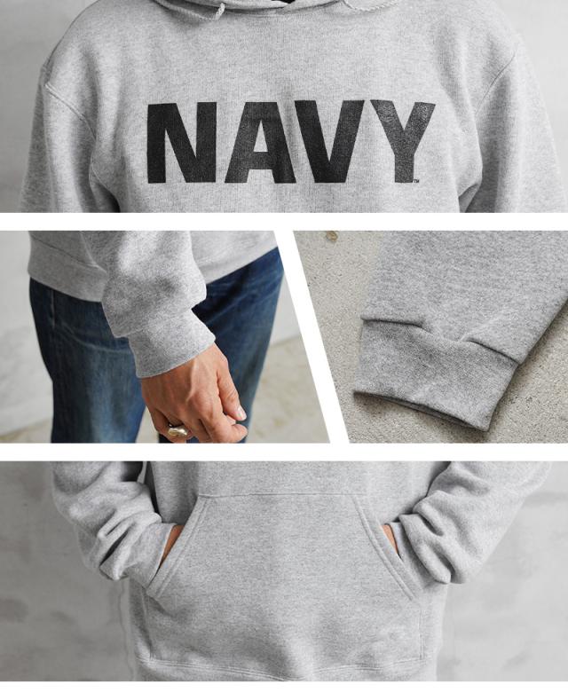 新品 米軍 U.S.NAVY オフィシャルライセンス トレーニング プルオーバー フーディ スウェット GRAY【Cx】【I】｜メンズ トップス パーカー ミリタリー 大きいサイズ グレー ネイビー ブランド おしゃれ