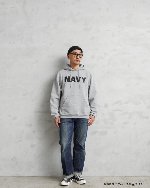 新品 米軍 U.S.NAVY オフィシャルライセンス トレーニング プルオーバー フーディ スウェット GRAY【Cx】【I】｜メンズ トップス パーカー ミリタリー 大きいサイズ グレー ネイビー ブランド おしゃれ