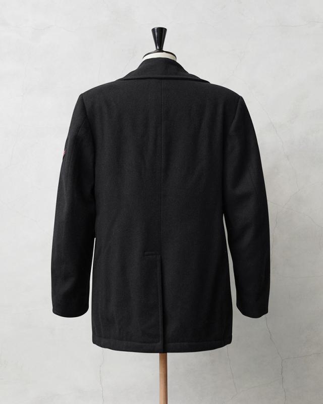 実物 USED 米軍 U.S.NAVY 階級章付き ウール ピーコート BLACK / Pコート PEA COAT【Cx】【I】｜メンズ アウター ミリタリー メルトン ジャケット ダブル 前立て ビジネス カジュアル 古着 おしゃれ