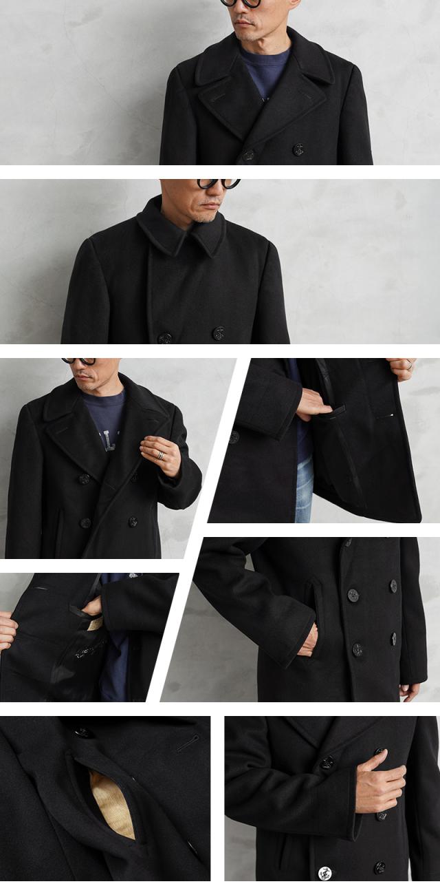 実物 USED 米軍 U.S.NAVY 40〜50’s「NAVAL CLOTHING 」KERSEY（カージー）ウール ピーコート DARK NAVY / Pコート PEA COAT【Cx】【I】｜メンズ アウター ミリタリー メルトン ジャケット ダブル 前立て カジュアル 古着 おしゃれ