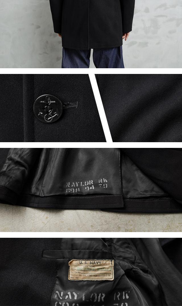 実物 USED 米軍 U.S.NAVY 50〜60’s KERSEY（カージー）ウール ピーコート DARK NAVY / Pコート PEA COAT【Cx】【I】｜メンズ アウター ミリタリー メルトン ジャケット ダブル 前立て ビジネス カジュアル 古着 おしゃれ