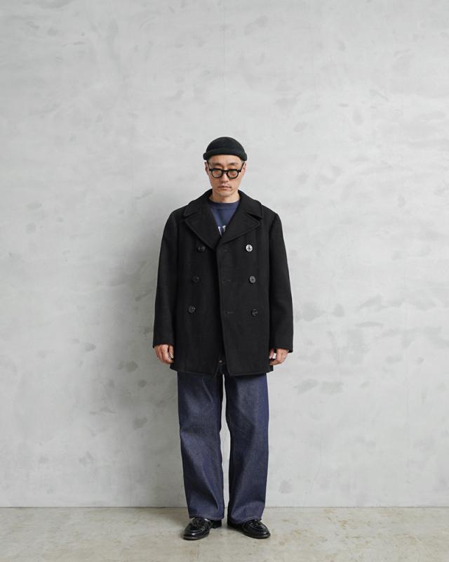 実物 USED 米軍 U.S.NAVY 50〜60’s KERSEY（カージー）ウール ピーコート DARK NAVY / Pコート PEA COAT【Cx】【I】｜メンズ アウター ミリタリー メルトン ジャケット ダブル 前立て ビジネス カジュアル 古着 おしゃれ