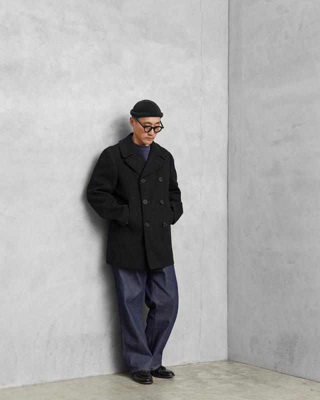 実物 USED 米軍 U.S.NAVY 50〜60’s KERSEY（カージー）ウール ピーコート DARK NAVY / Pコート PEA COAT【Cx】【I】｜メンズ アウター ミリタリー メルトン ジャケット ダブル 前立て ビジネス カジュアル 古着 おしゃれ