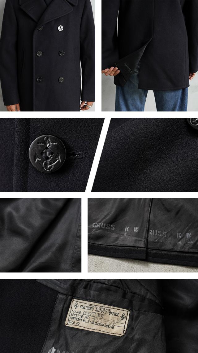 実物 USED 米軍 U.S.NAVY 50’s「CLOTHING SUPPLY OFFICE」KERSEY（カージー）ウール ピーコート DARK NAVY【Cx】【I】