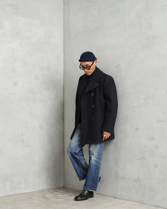 実物 USED 米軍 U.S.NAVY 50’s「CLOTHING SUPPLY OFFICE」KERSEY（カージー）ウール ピーコート DARK NAVY【Cx】【I】