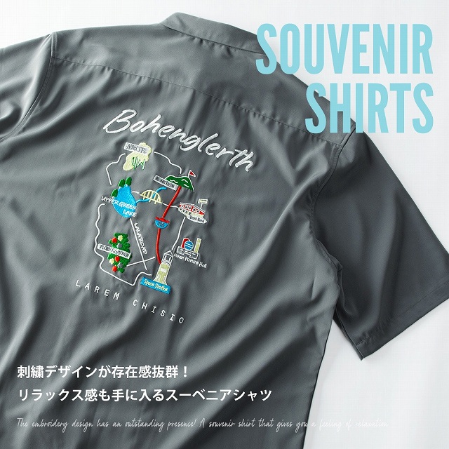 半袖シャツ メンズ 刺繍 スーベニアシャツ 半袖 カジュアルシャツ 夏 オーバーサイズ ゆったり スーベニア ブラウス ワイシャツ M L 大きいサイズ