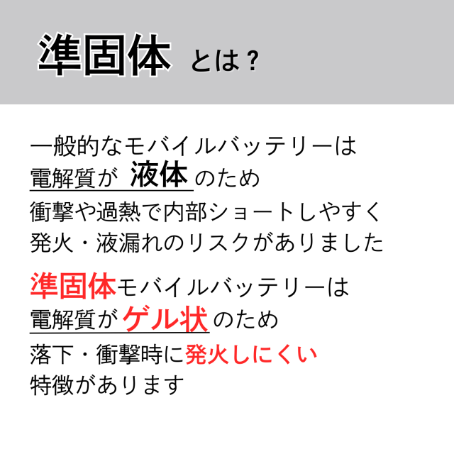 準固体モバイルバッテリー特徴