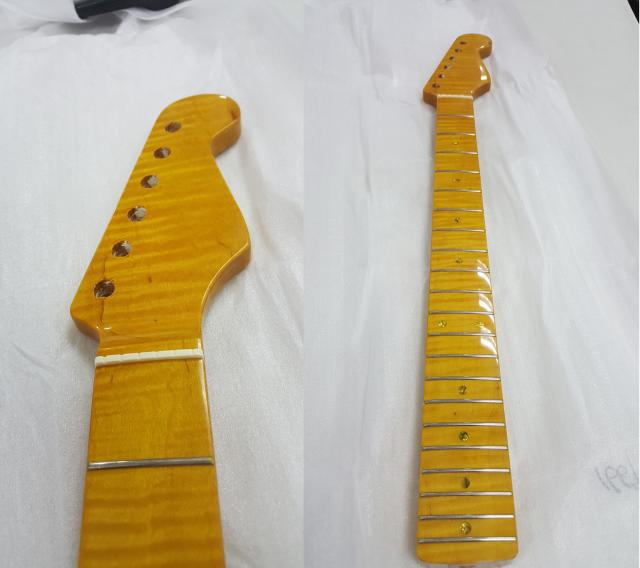 マルチレイヤーストラトタイプ 虎目ネック ストラト用メープル虎目