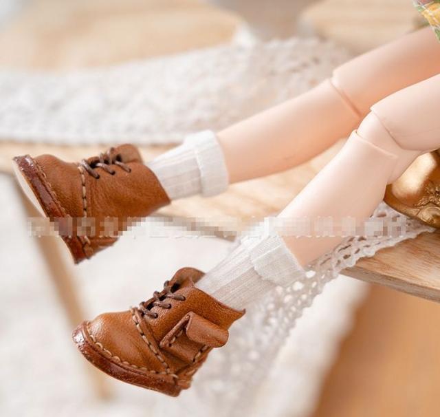 人形用 着せ替え ブーツ　紐靴 革靴