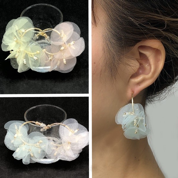 オーガンジー 春色 ピアス
