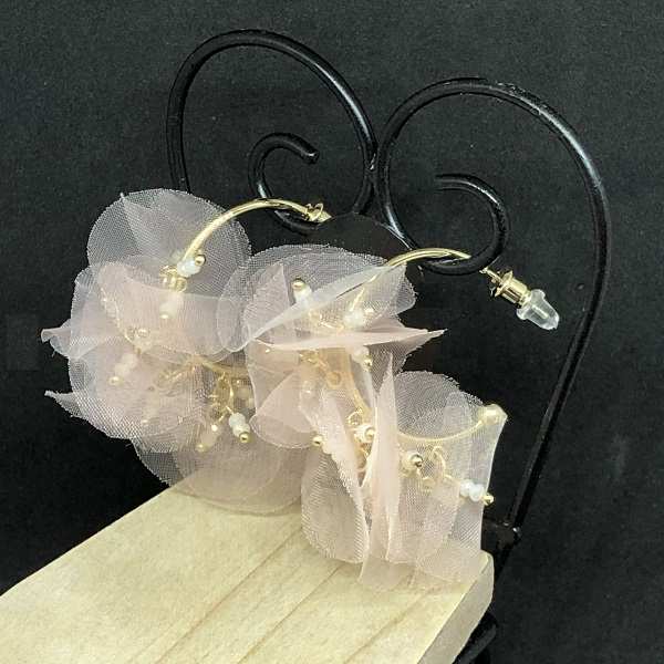 オーガンジー 春色 ピアス