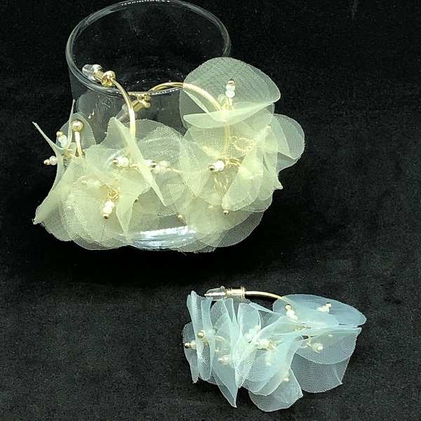 オーガンジー 春色 ピアス