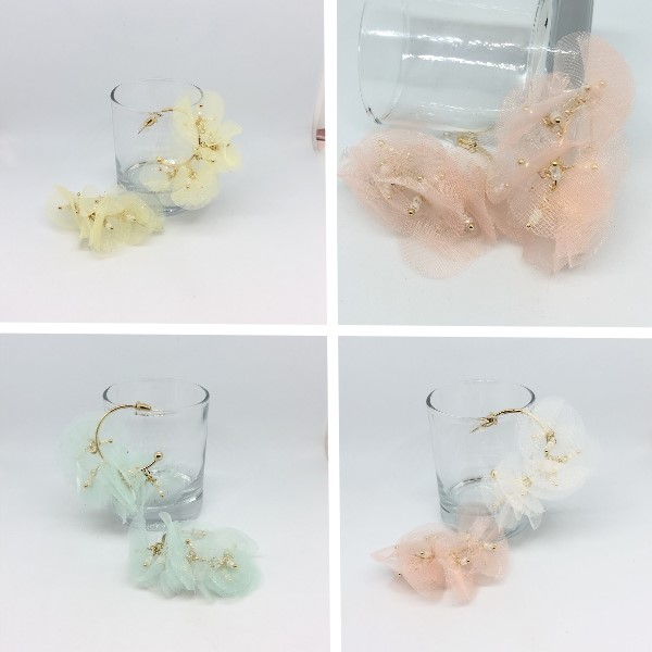 オーガンジー 春色 ピアス