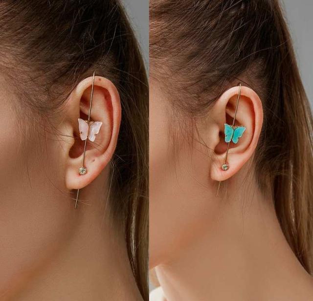蝶々 カラーイヤーラップピアス　片耳用