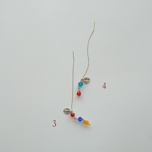 カラークリスタル チェーンピアス