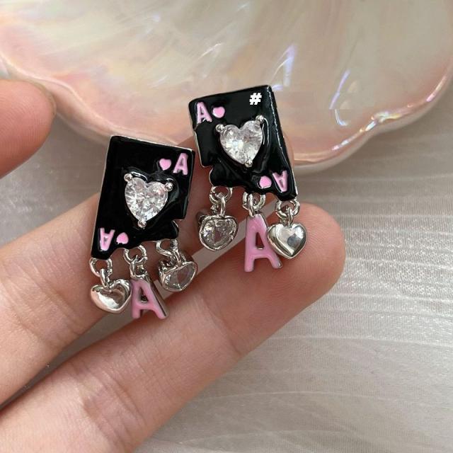 メタル トランプ ビジュー ピアス