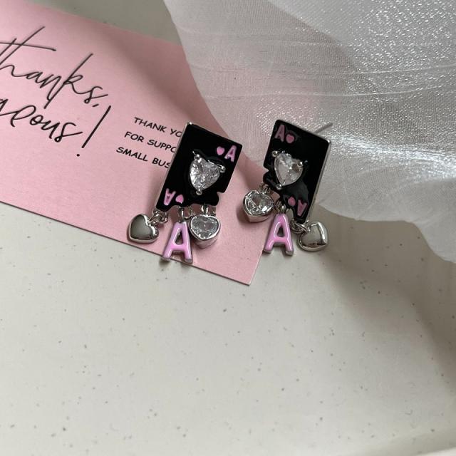 メタル トランプ ビジュー ピアス