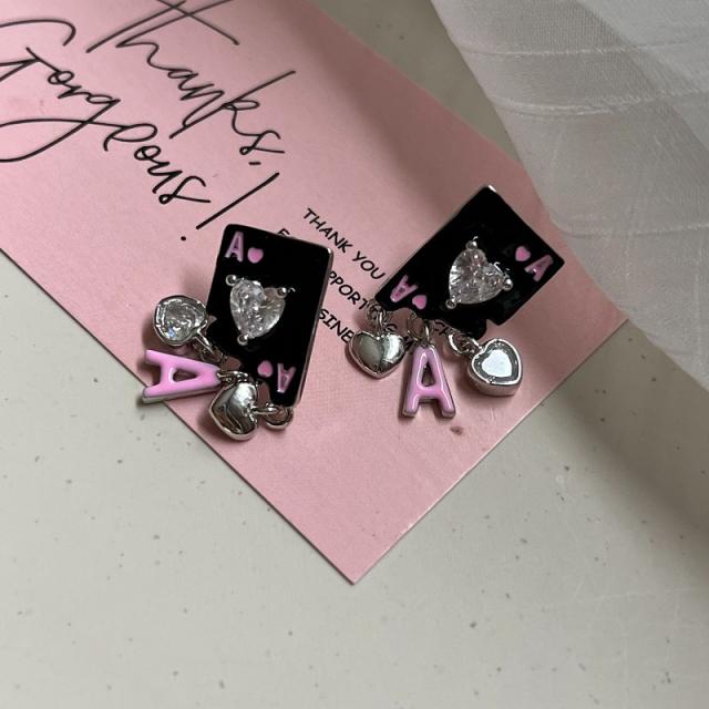 メタル トランプ ビジュー ピアス