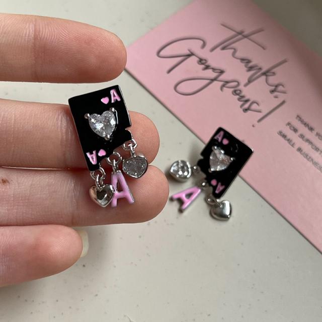 メタル トランプ ビジュー ピアス