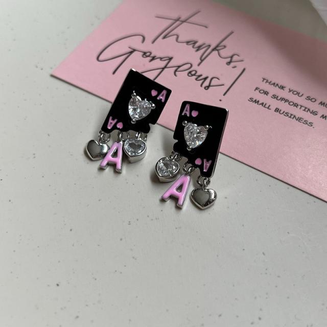 メタル トランプ ビジュー ピアス