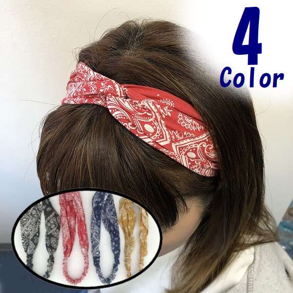 ペイズリー クロ スヘアバンド