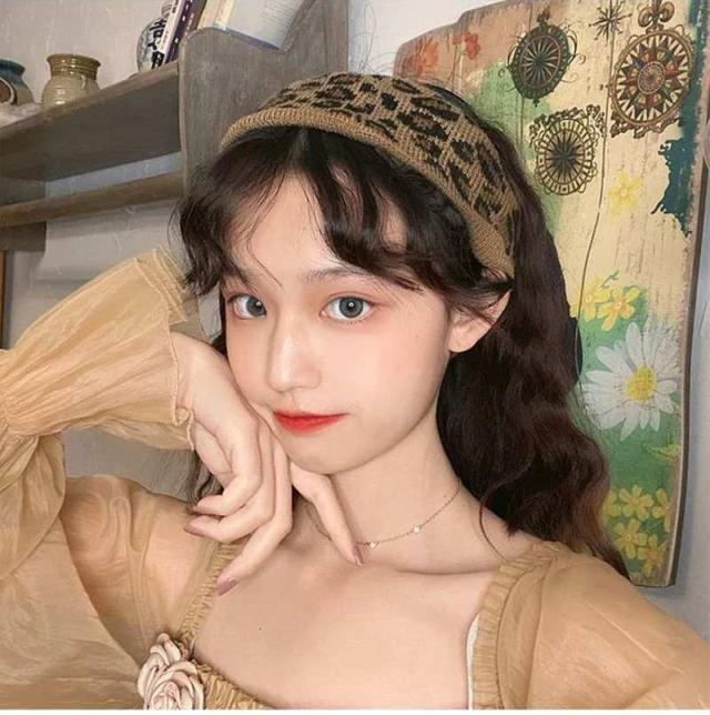 レオパード柄 ニット ヘアバンド