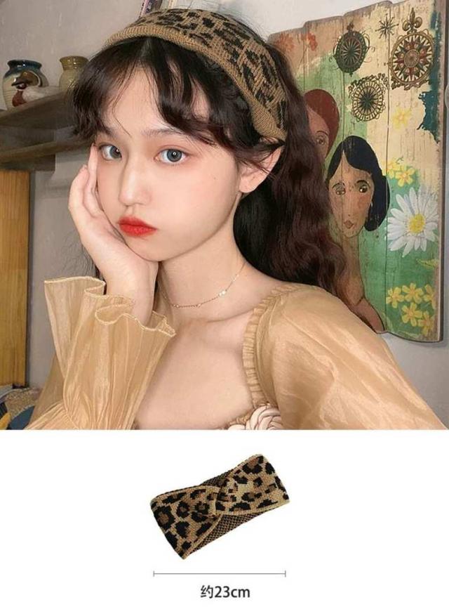 レオパード柄 ニット ヘアバンド
