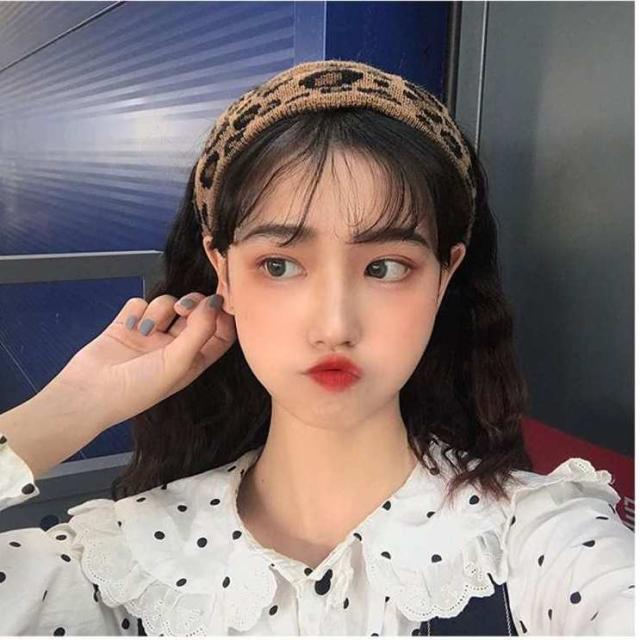 レオパード柄 ニット ヘアバンド