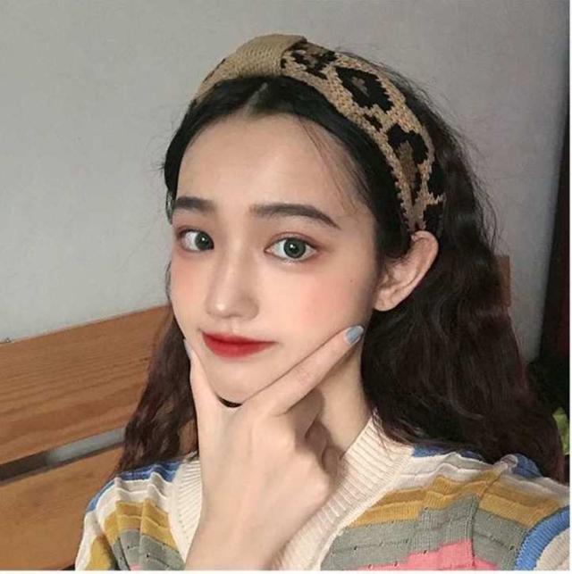 レオパード柄 ニット ヘアバンド