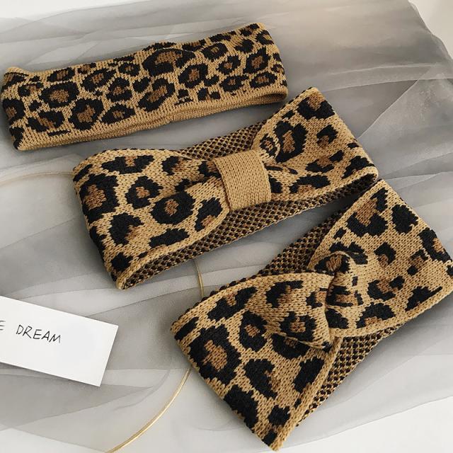 レオパード柄 ニット ヘアバンド