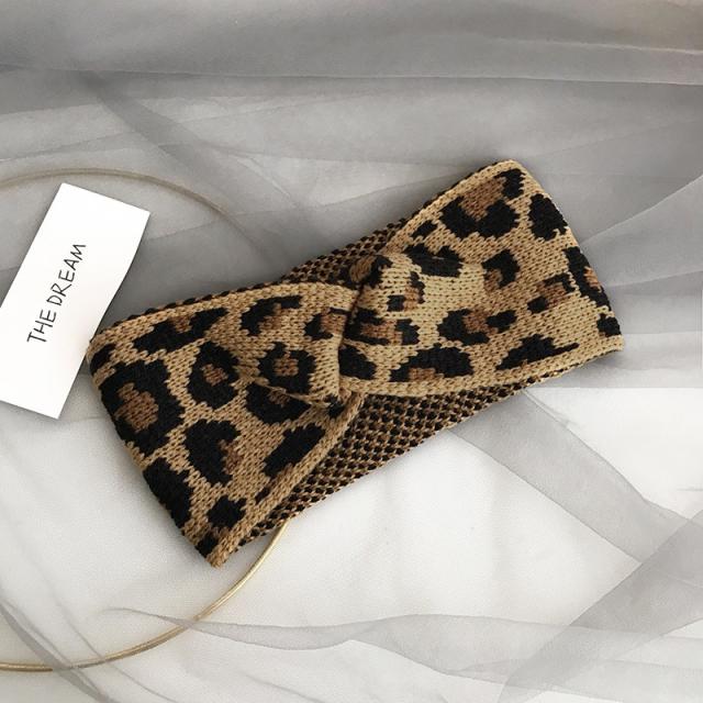 レオパード柄 ニット ヘアバンド