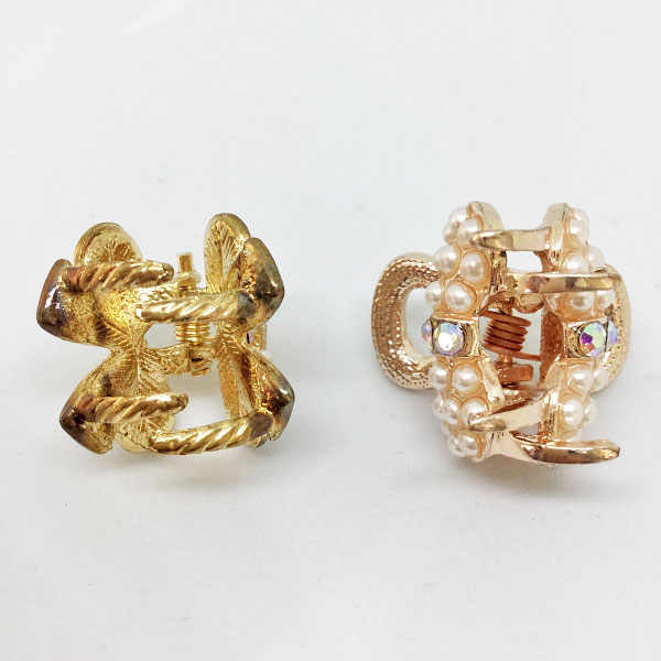 パール ラインストーン ヘアクリップ