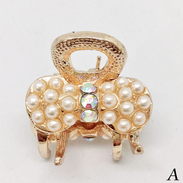 パール ラインストーン ヘアクリップ