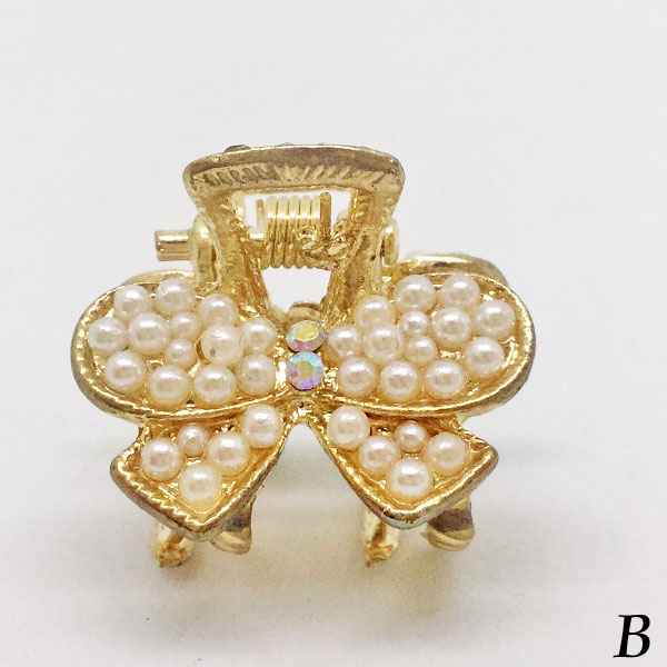 パール ラインストーン ヘアクリップ