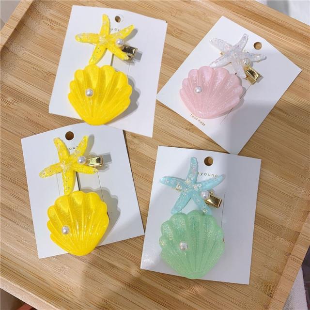 カラー シェルスター アクリル ヘアクリップ セット