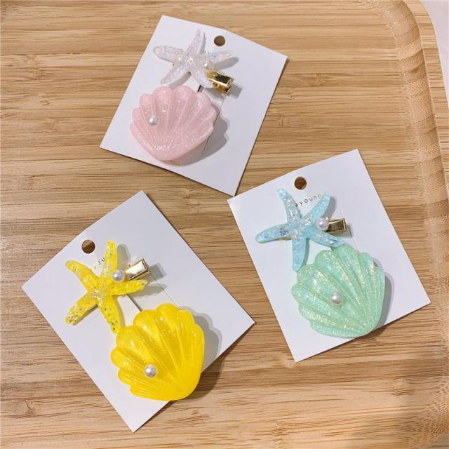 カラー シェルスター アクリル ヘアクリップ セット